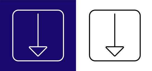 The pathfinding icon is in the form of an arrow pointing down. Available in two colors blue, white and white, black. 