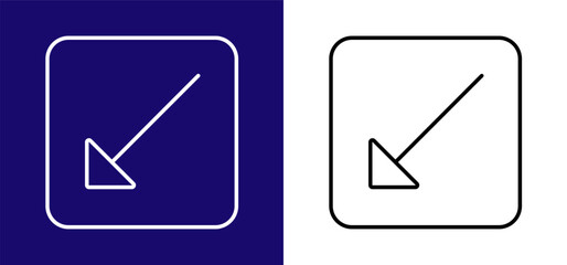 The pathfinding icon is in the form of an arrow pointing down to the left. Available in two colors blue, white and white, black. 