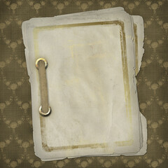 Grunge papers design in scrapbooking style with ribbon