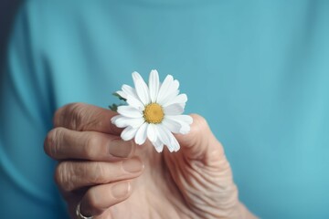 Flower hand old woman. Generate Ai