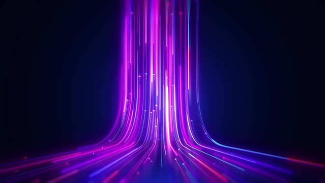 Stream Neon Glowing Information Lines Arrows Video Effects Motion Blurred Abstract Background Loop Technology Template