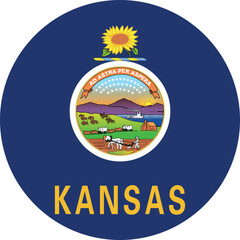 Circle badge flag of US federal state of Kansas