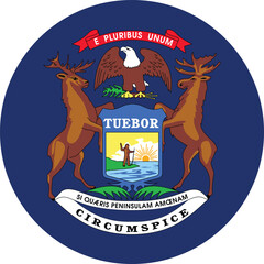 Circle badge flag of US federal state of Michigan