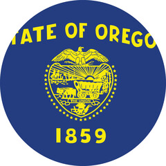 Circle badge flag of US federal state of Oregon