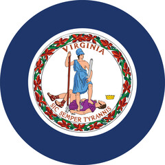 Circle badge flag of US federal state of Virginia