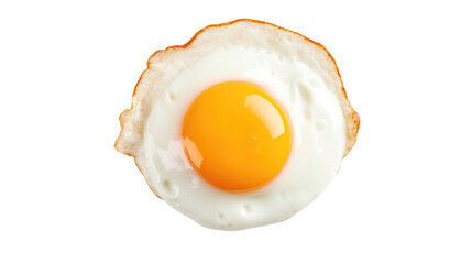 Fried eggs and bacon breakfast isolated on white background. Top view