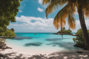 Rosario Islands idyllic illustration of palm-fringed beaches, crystal clear waters