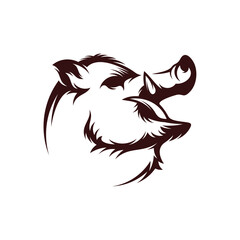 Wild Boar Head vector illustration design. Wild Boar logo design Template.