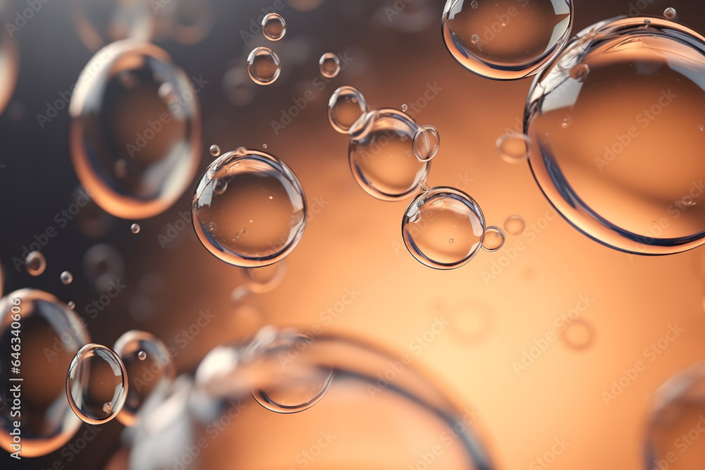 Poster close up of water with bubbles for cosmetic background.created with generative ai technology.