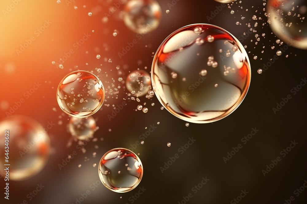 Poster close up of water with bubbles for cosmetic background.created with generative ai technology.