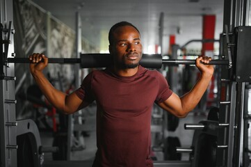 Portrait of male African American athlete on training