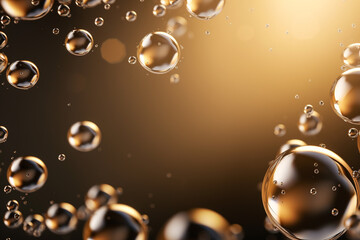 Close up of water with bubbles for cosmetic background.Created with Generative AI technology.