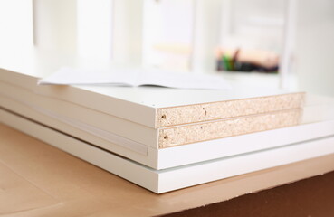 Spare parts for assembling furniture closeup. Manual DIY job inspiration and improvement fix shop idea and industrial education for profession career concept