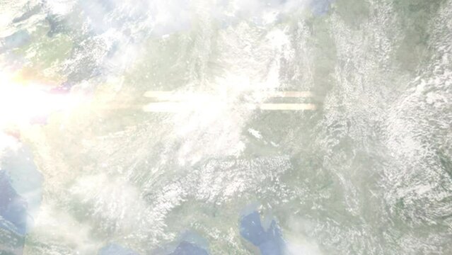 Zoom in from space and focus on Neumarkt, Germany. 3D Animation. Background for travel intro. Elements of this image furnished by NASA