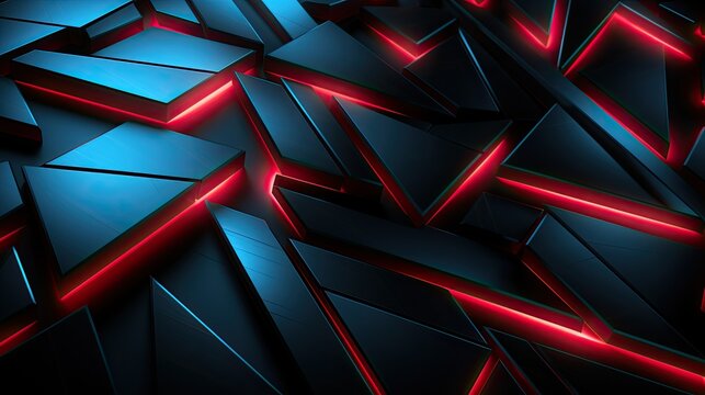 abstract geometric background with red neon