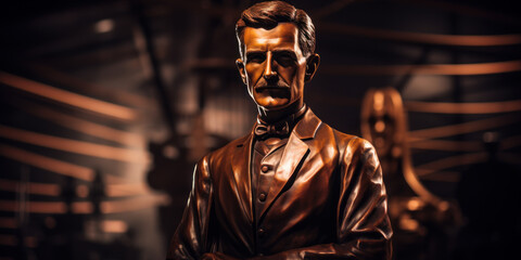 Fototapeta na wymiar Bust or sculpture of Nikola Tesla, Serbian American inventor and engineer.
