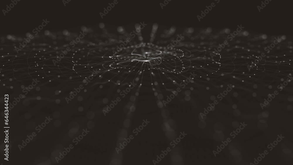 Poster abstract minimal radial circular mesh waving/ 4k animation of an abstract fractal background with me