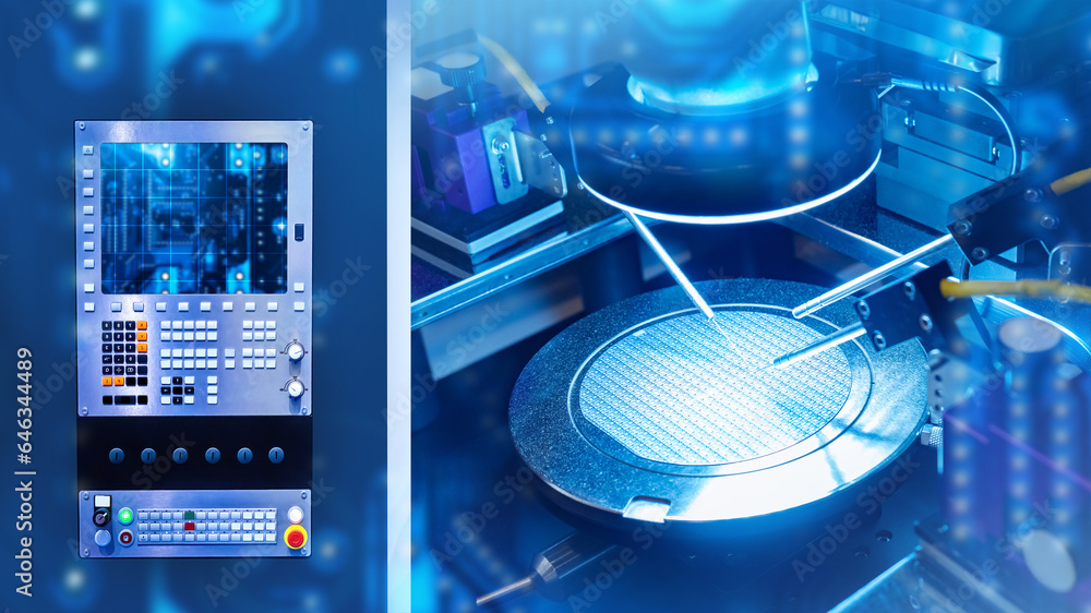 Poster semiconductor production. microprocessor testing. pcb manufacturing equipment. manufacturing semicon