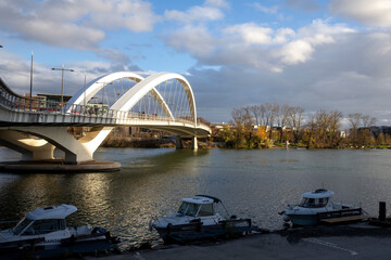 Naklejka premium Raymond Barre bridge over the Rhone river, Lyon, France.