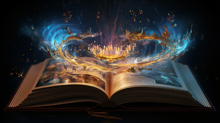 Opened magic book