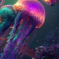 A glowing jellyfish. Great for stories on sci-fi, futurism, cyberpunk, marine biology, fantasy and more. 