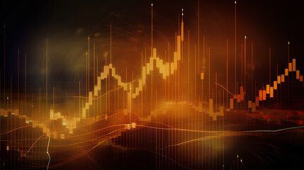 株価チャートのイメージ画像（赤と黄色） Generative AI