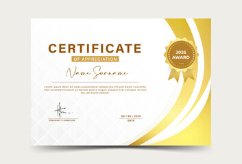 Obraz premium Gold geometric effect achievement certificate template. luxury. white. abstract eps 10