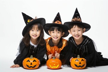 Fototapeta premium ハロウィーンを楽しむ日本人の子供の写真（コスプレ・仮装）