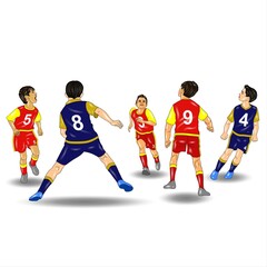 Naklejka premium Illustration of a group of soccer players isolated on a white background