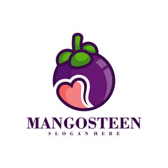 Mangosteen Love logo design Template. Creative Mangosteen logo vector illustration.