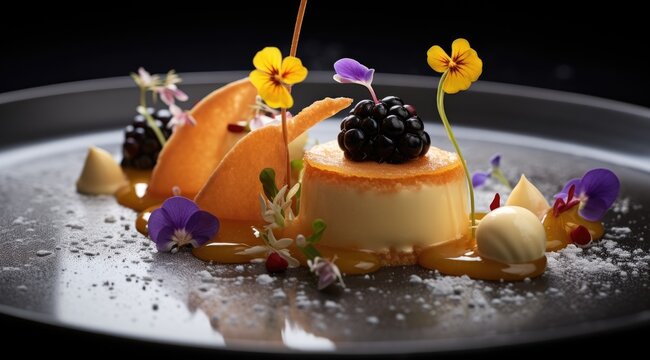Gourmet dessert high quality dish, molecular cuisine close-up