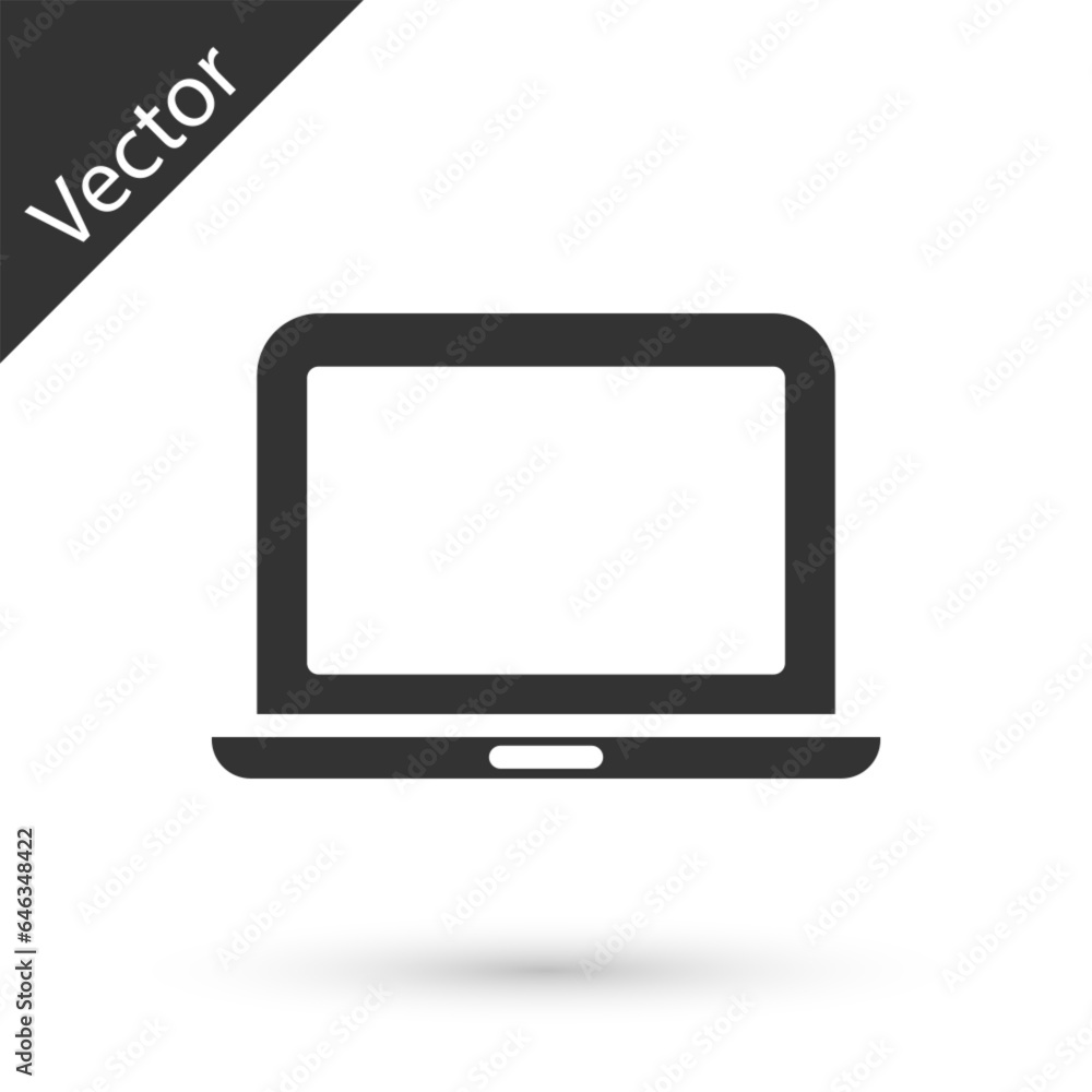 Poster Grey Laptop icon isolated on white background. Computer notebook with empty screen sign. Vector