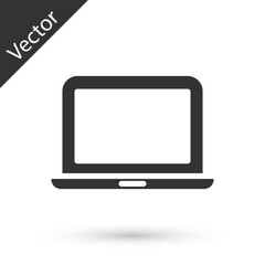 Grey Laptop icon isolated on white background. Computer notebook with empty screen sign. Vector
