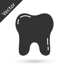 Grey Tooth icon isolated on white background. Tooth symbol for dentistry clinic or dentist medical center and toothpaste package. Vector