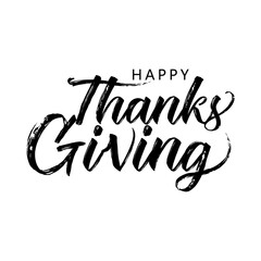 Happy thanksgiving lettering with hand drawn vector illustration.