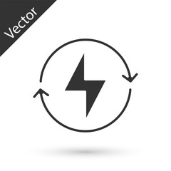 Grey Lightning bolt icon isolated on white background. Flash sign. Charge flash icon. Thunder bolt. Lighting strike. Vector