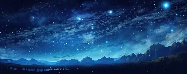  Starry night with a moon photo realistic illustration - Generative AI. © Mariia