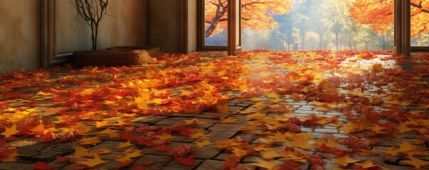 Breezy autumn day photo realistic illustration - Generative AI.