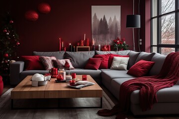 Amazing Interior Design of a Living Room with X-Mas Decorations.