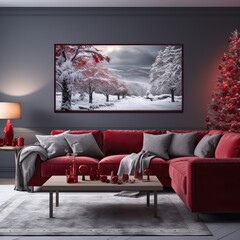 Amazing Interior Design of a Living Room with X-Mas Decorations.