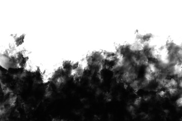 Biały dym, jasna chmura, na czarnym tle