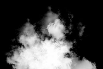Biały dym, jasna chmura, na czarnym tle - obrazy, fototapety, plakaty