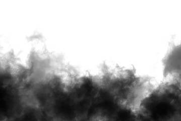 Biały dym, jasna chmura, na czarnym tle - 646351863