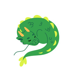 Green chinese dragon. Zodiac sign. Vector flat illustration.