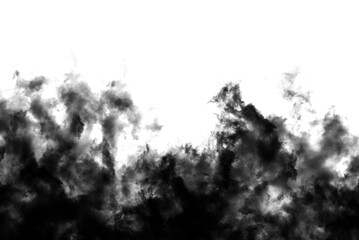 Biały dym, jasna chmura, na czarnym tle