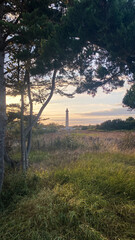 Beautiful sunset from the Whales Lighthouse (Phare des Baleines) on Île de Ré in France