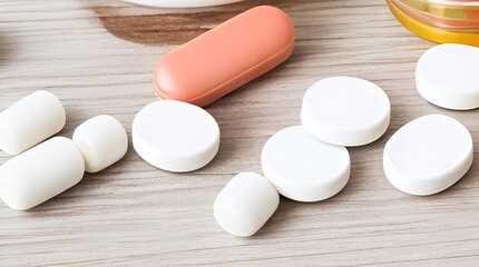Fototapeta na wymiar Pills, tablets and capsules 
