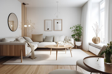 Nordic style interior of living room in modern house.