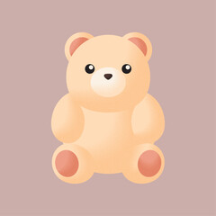 Zoo cute characters. Brown bear sticker.