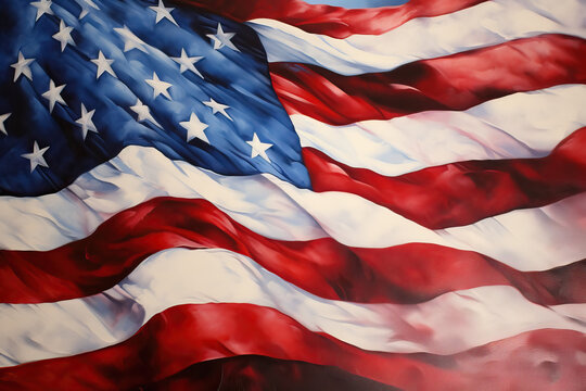 Painting of the stars and stripes, United States of America flag illustration